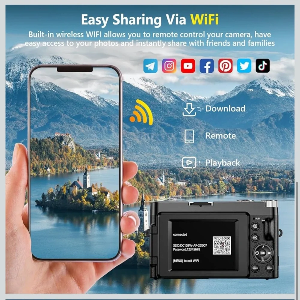 4K Ultra HD Digital Video Camera with WiFi - Black
